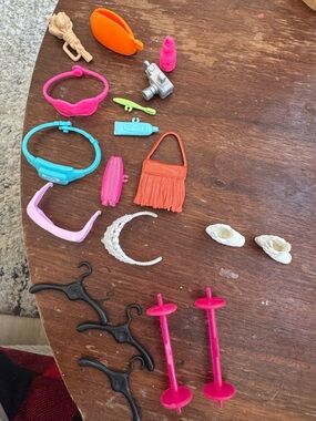 Barbie Fashion Accessory Lot - toothpaste toothbrush purse shoes camera tote